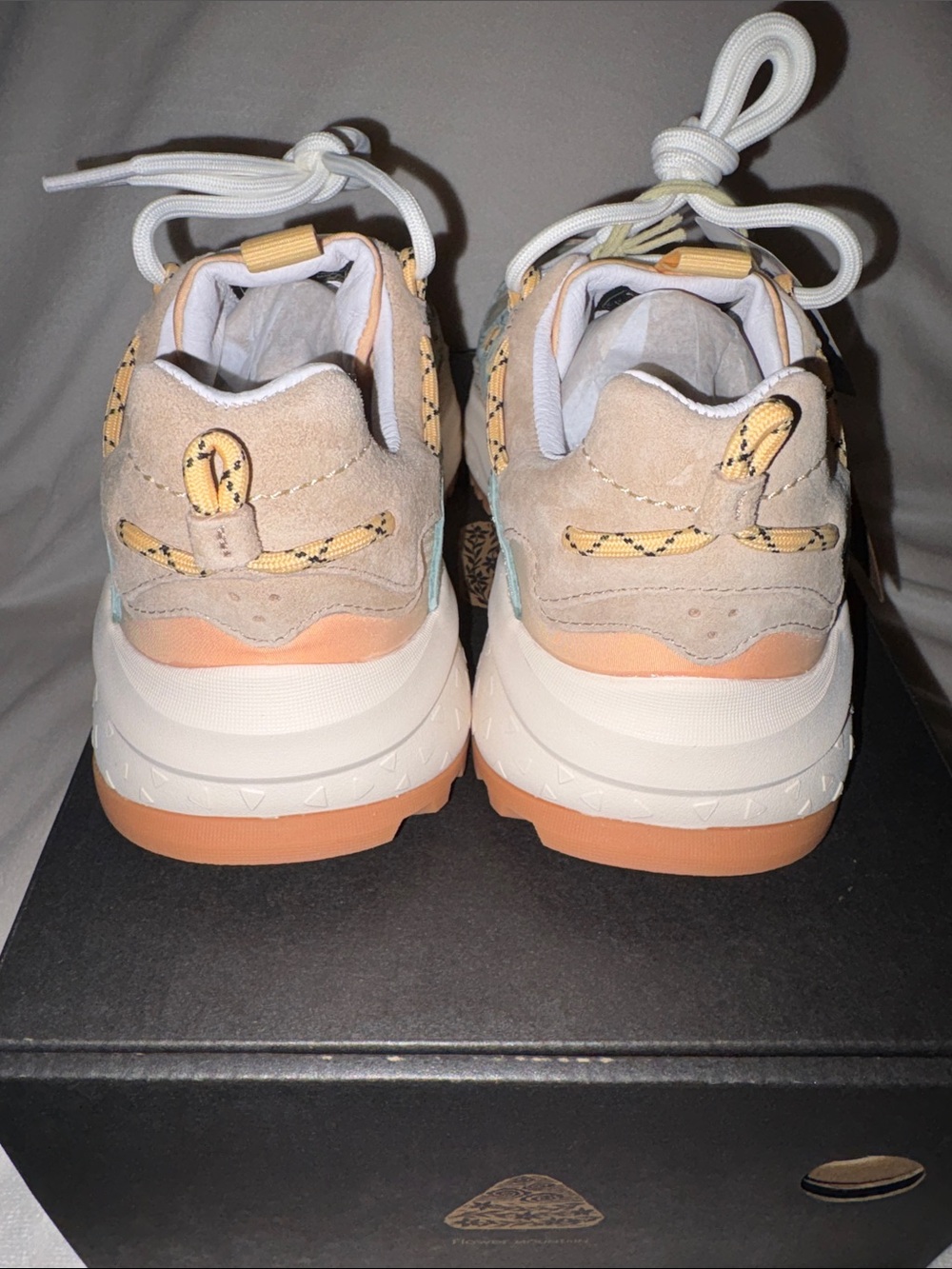 NWT Flower Mountain YAMABUSHI WOMAN Suede and fabric sneakers - Mentos/Sand Pale - Picture 11 of 15